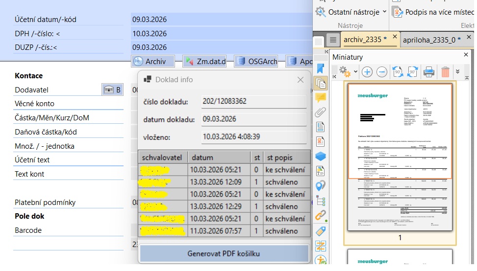 Zobrazení dokumentu v systému