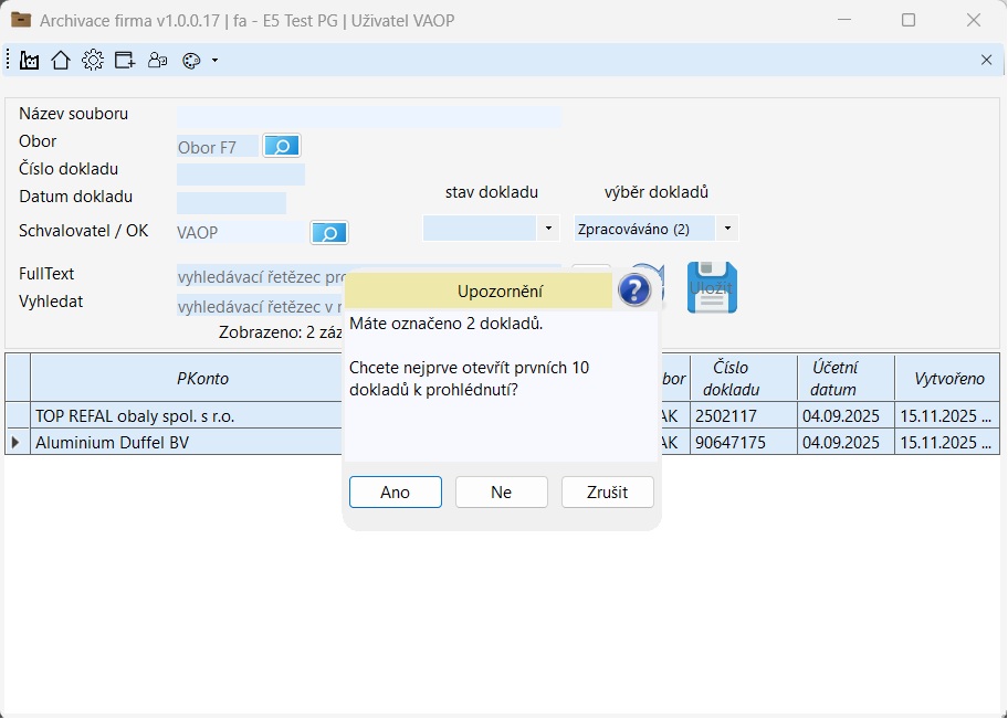 Hromadné schválení dokumentů